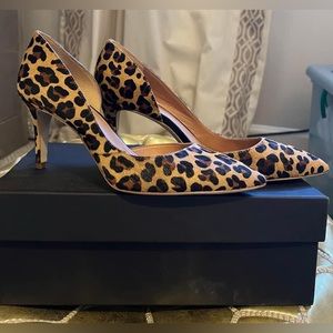 J Crew Calf Hair leopard heels sz 7.5
